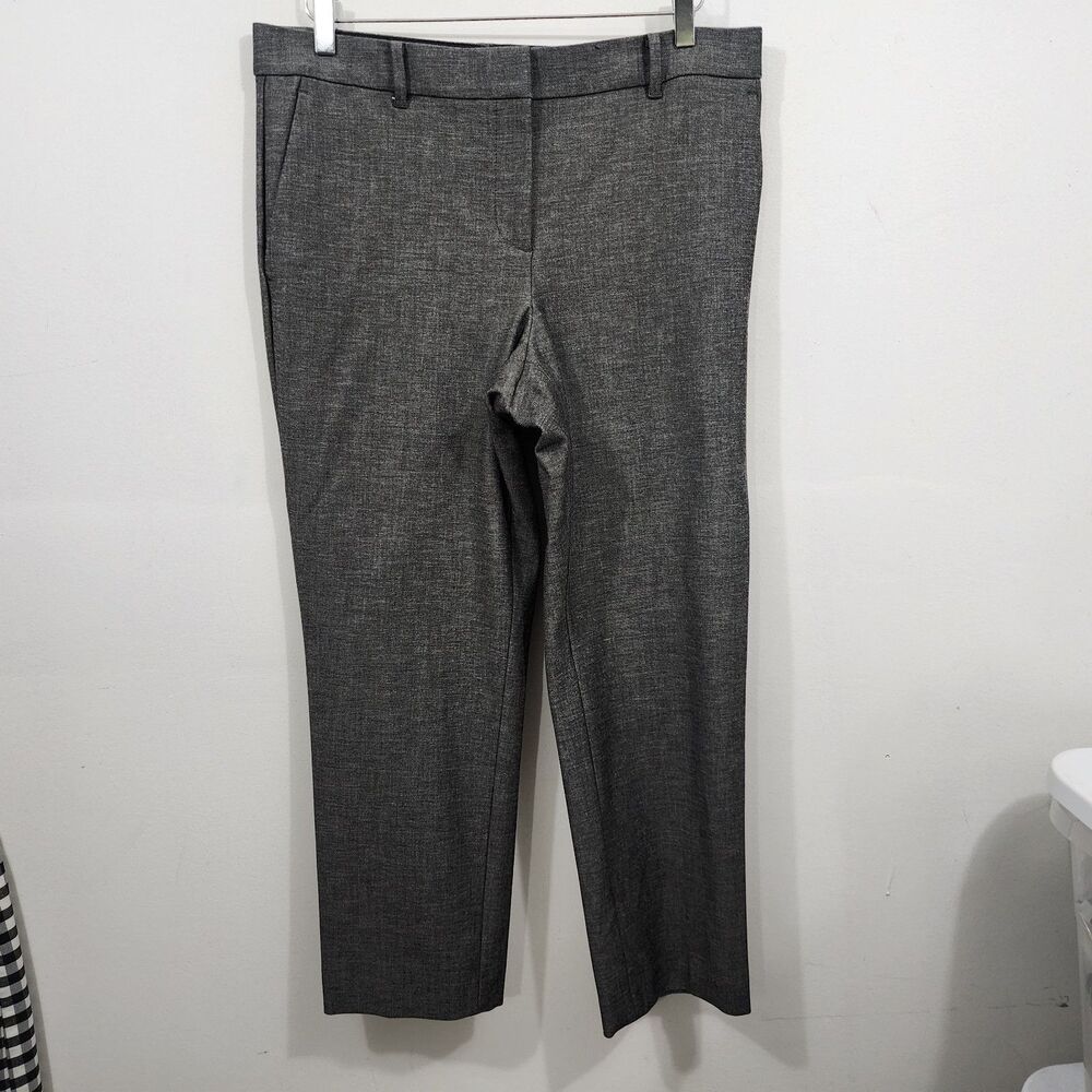 Ann Taylor High Rise Eva Ankle Pant Curvy Fit Black White Tweed Print Womens 10